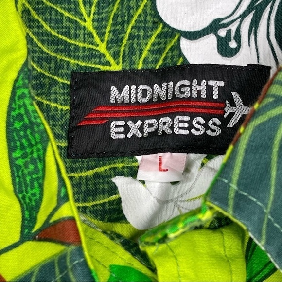 Vintage Aloha Shirt Hawaiian Button Green Beach Vacation Tropical Golf Fishing - Picture 12 of 12